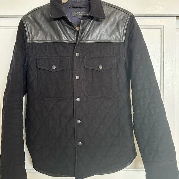 Rag & Bone Quilted Jacket with Leather Accents Lightweight & Shirt Jackets